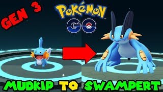 Evolving MUDKIP to SWAMPERT Pokemon GO GEN 3 [upl. by Washington]