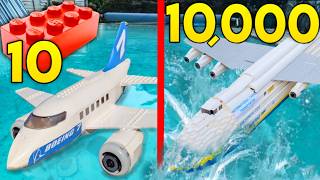 10 VS 10000 Piece Lego Plane Crash IN POOL [upl. by Novihc873]