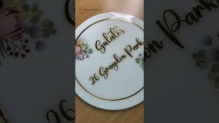 Elegant Resin Home Name Plate with Golden Font and Leaf Print  Customised Name Plate nameplate [upl. by Guglielmo148]