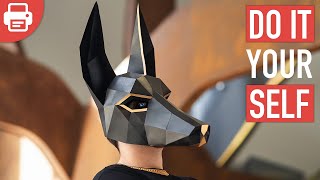 How to make Anubis Mask with Paper or Cardboard  DIY Printable Template [upl. by Borlow]