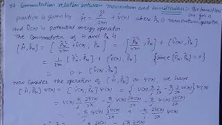 commutation relation between momentum and Hamiltonian [upl. by Dnamron]