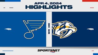 NHL Highlights  Blues vs Predators  April 4 2024 [upl. by Petronella]