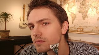 Shaving for the first time with a nonelectric razor ASMR [upl. by Anwahsit351]