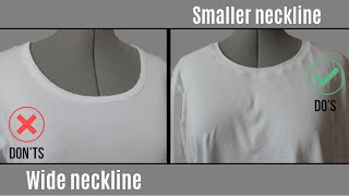 DIY Downsizing a wide neckline Tutorial  How to alter wide neckline into a smaller neckline  Hacks [upl. by Oer]