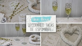 Decorando taças de espumante  DIY Ano Novo  Unique Home [upl. by Neeloc]