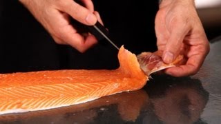 How to Remove the Skin from Salmon  Fish Filleting [upl. by Cote]