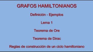 GRAFOS HAMILTONIANOS  TEORÍA Y EJEMPLOS [upl. by Alrad]