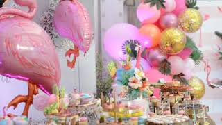 FLAMINGO DECORATION  GRAPHICS  CANDY BAR  BALLOONS PHOTO CORNER FLAMINGO  TONI MALLONI DESIGN [upl. by Estes]