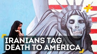 Iranians Tag Death to America Graffiti Again On Former US Embassy [upl. by Yrolg]