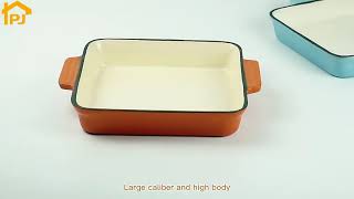 Hot Sale Enamel Cookware Rectangle Cast Iron Roasting Pan Enamel Non Stick Baking Dish Pan [upl. by Oirram280]