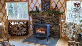 Installing a Wood Stove and Stone Hearth in our Yurt [upl. by Annaeoj646]