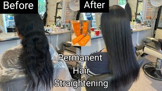 Hair straightening With Wella by MonasMagicsilky shiny hairPermanent hair straightening tutorial [upl. by Grewitz]