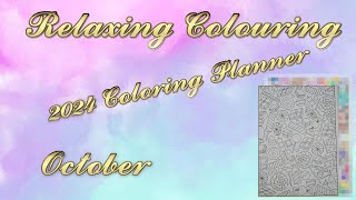 Relaxing Colouring  October  2024 Coloring Planner by Sarah Renae Clark Speed Art Timelapse [upl. by Shantee320]