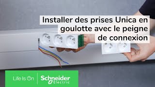 Comment installer des prises Unica en goulotte et utiliser le peigne de connexion Unica [upl. by Esetal]