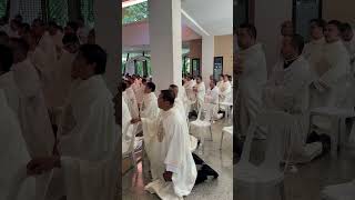 Priests kneel down during the Litany of Saints  Part 2 catholicmass [upl. by Anwahsiek]