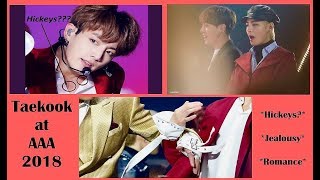 Taekook at AAA 2018  Jealousy  Hickeys on Jungkook´s neck  Romantic moments  analysis [upl. by Larret]