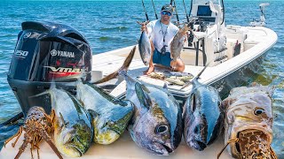 Epic Islamorada Fishing Frenzy  Lobster Mahi Mahi Tuna Grouper Catch Clean Cook [upl. by Millan]