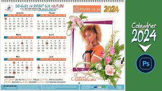 Comment faire un calendrier 2024 sur Photoshop Tuto Photoshop en français [upl. by Rehpinej93]