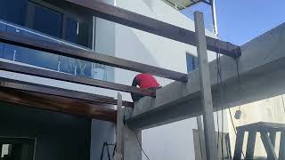 PROCESO DE PINTADO DE ESTRUCTURA TIPO MADERA E INSTALACIÓN DE PÉRGOLA [upl. by Rees]