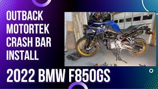 2022 BMW F850GS Outback Motortek Crash Bars Install [upl. by Yrailih106]