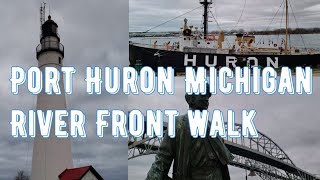 Exploring Port Huron River Front Fort Gratiot Lighthouse Bluewater Bridge Michigan [upl. by Cacka]