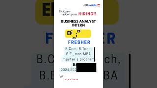 McKinsey Hiring Fresher for Business Analyst Internship Across India  applynow dreamjob [upl. by Mannuela]