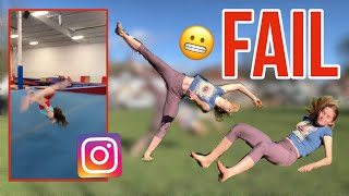 TRYING A NEW GYMNASTICS SKILL  front aerial back handspring stepout combo PolinaTumbles [upl. by Beffrey627]