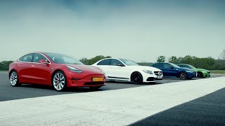 Tesla Model 3 Performance vs Rivals M3 C63 S amp Giulia QV EXTENDED  Top Gear  Series 27 [upl. by Yesnil441]