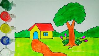 Koushole Drisso aka shikhun 🏠🌳 Learn to draw scenes with technique [upl. by Anelah]