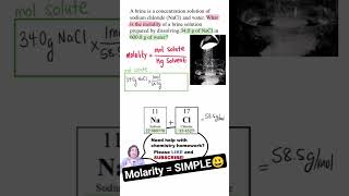 How to calculate MOLARITY 😎 chemistry science education shorts [upl. by Ylrbmik]