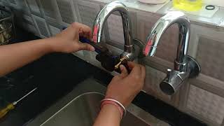 Kitchen Jaquar Faucet  Replace sink tap spindle and head  घर पर सिंक टैप स्पिंडल को कैसे बदलें [upl. by Britney]