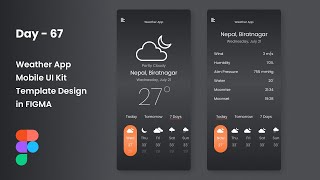 Day 67  Weather App Mobile UI Kit Template Design In FIGMA  Daily UI Design Challenge [upl. by Gerri]