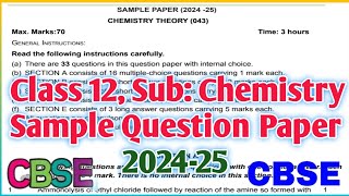 Chemistry Class 12 Sample Question Paper 202425 📚  CBSE Class XII cbse chemistry 💯🤗 1k [upl. by Rocray]