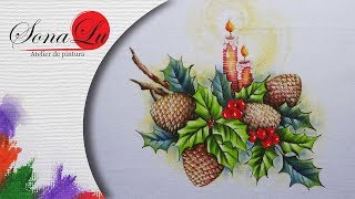 Aula 618  Natal 2018  Velas com Pinhas em Pano de Prato [upl. by Ltihcox999]