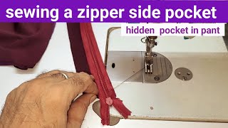 Sewing a Zipper Side Pocket in Lycra  invisible zipper pocket [upl. by Elocen]