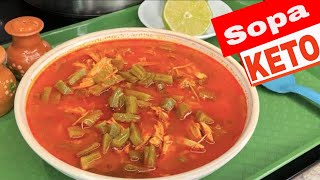 SOPA de POLLO con NOPALES ⎮ cómo hacer Sopa de pollo keto  Recetas de Comida KETO [upl. by Yerfej]