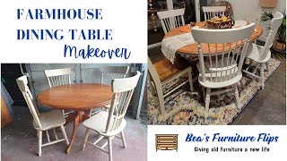 Farmhouse dining table makeover  How to upcycle a dining set [upl. by Asiul533]