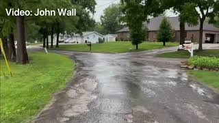 Rushing floodwaters caught on video after dam breaks in Nashville Illinois [upl. by Imer]