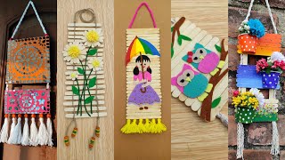 5 Best Wall Hanging Craft IdeasBeautiful Wall Hanging With Icecream SticksDiwali Home Decor [upl. by Aicissej]