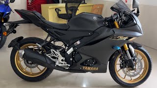 Yamaha R15 V4 Dark Knight  Matte Black  Walk around [upl. by Htebiram330]