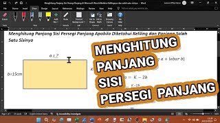 Cara Menghitung Panjang Sisi Persegi Panjang Apabila Lebar dan Kelilingnya Sudah Diketahui [upl. by Juna322]