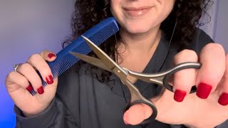 ASMR  Hair spraying combing and cutting ✂️ [upl. by Ohaus]