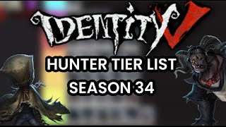 Hunter Rank Tier List Season 34  Identity V [upl. by Yromem]