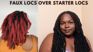 FAUX LOCS OVER STARTER LOCS  CROCHET LOCS OVER REAL LOCS  NO RETWIST LOC STYLE [upl. by Ephrem223]