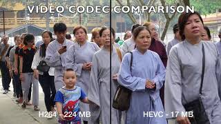 H264 VS H265 HEVC side by side video comparison [upl. by Emirej]