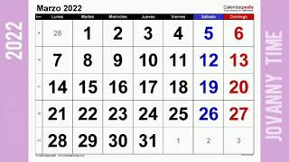 Calendario  Marzo 2022 [upl. by Eidnil279]