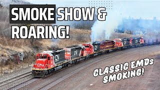 Heavy Train SMOKING and Roaring Up Proctor Hill Last Missabe SD382s [upl. by Dot]