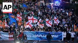 Tens of thousands join proEuropean march in Tbilisi ahead of Georgian parliamentary elections [upl. by Ardelia]