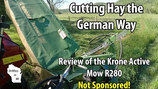 Review of the Krone Active Mow R280  First time cutting hay  Case 75C [upl. by Nosrej]