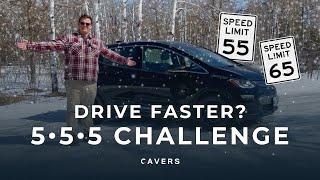 556065MPH Winter EV Highway Efficiency The 555 Challenge  Chevy Bolt EV [upl. by Fairman]